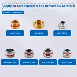 iFealClear 15 PCS Brass Faucet Adapter Kit, Sink Aerator Adapters with 4 Pcs Aerator Key Removal Wrench Tools, Male Female Kitchen Sink Faucet Adapters for Water Filter, Garden Hose, Faucet Diverter