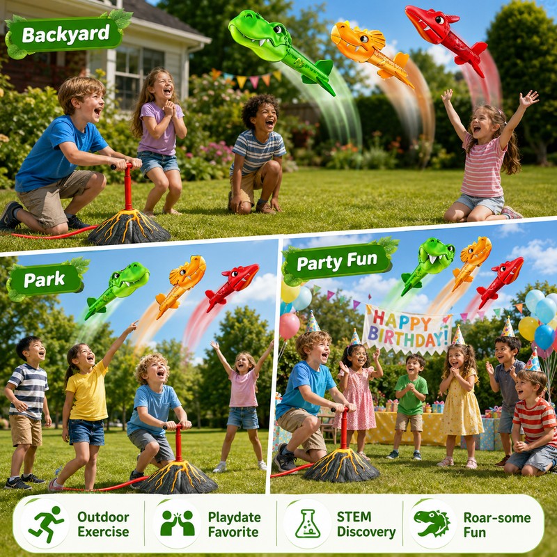 Dinosaur Rocket Launcher Toy for Kids – Foam Dino Outdoor