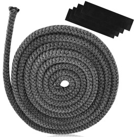 Stove Rope,Stove Sealing Cord Fireproof Fiberglass Rope Seal Heat Resistant Stove Rope 2.5m Longx10mm Wide Fireplace Tape Stove Door Gasket with End Binder for Fireplaces Doors