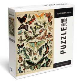 Lantern Press 1000 Piece Jigsaw Puzzle, Butterflies, C, Vintage Bookplate, Adolphe Millot Artwork