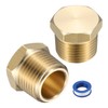 sourcing map 2Pcs Brass Hex Head Plug Compression Cap Fitting