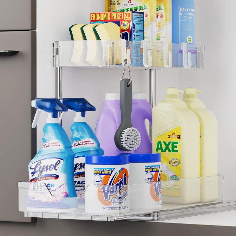 EUHOME Under Sink Organizer, Kitchen Under Sink Organizer Pull Out,