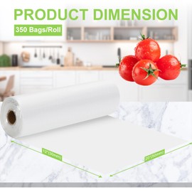 Food Storage Bags, 12" X 20" Plastic Produce Bag, Clear Plastic Bag for Food, Fruit, Vegetable, Refrigerator Storage, Kitchen, Food Plastic Bag on a 350 Bags/Roll (2 Rolls)