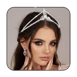 CAKURE Rhinestone Bride Wedding Tiaras and Crown Silver Crystal Crowns Headband Princess Sparkly Headpiece Wedding Hair Accessories for Women