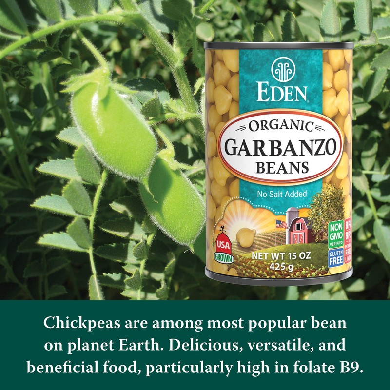 Eden Organic Garbanzo Beans, Chickpeas, 15 oz Can (12-Pack Case),