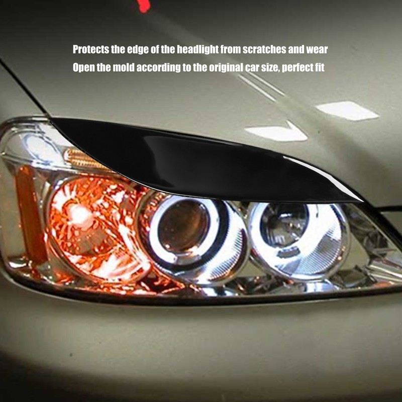 Front Headlight Eyebrow Eye Lid Cover Trim Piano Black Replacement