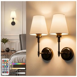 Battery Operated Wall Sconce: Set of 2 Wireless Wall Light 12000mAh