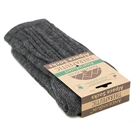 AndeanSun Warm Therapeutic Crew Alpaca Socks Unisex, Grey - Large
