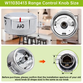 Dasmzweo W11030413 Range Control Knob Compatible with Whirlpool KitchenAid Stove knobs Replaces W11027434, W10643306, 4461624, PS11770322, AP6038805(1 Pack)