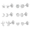 ALEXCRAFT Stud Earrings 925 Silver Earrings Set for Women Men