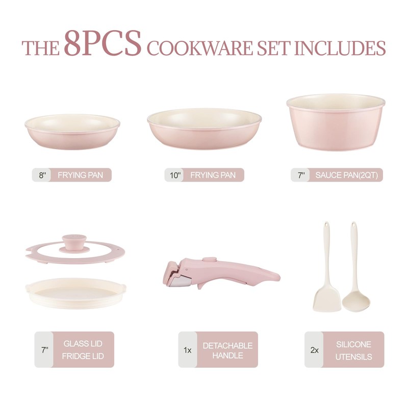 Ceramic Cookware Set Non Stick 8Pcs Pots and Pans Set