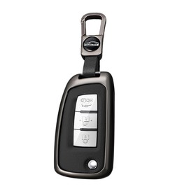 ontto 2/3/4 buttons Alloy Leather Flip Key Fob Cover Fit for Nissan Qashqai J11 X-trail Murano MAXIMA ALTIMA Juke Micra Tiida Pulsar Key Shell case keyring Key holder bag keychain accessories Black A