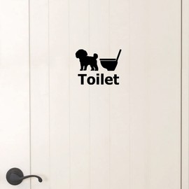KAIMIRU STORE Cute Dog Toilet Silhouette Wallpaper Wall Sticker Interior Sticker (Toy Poodle k-271)