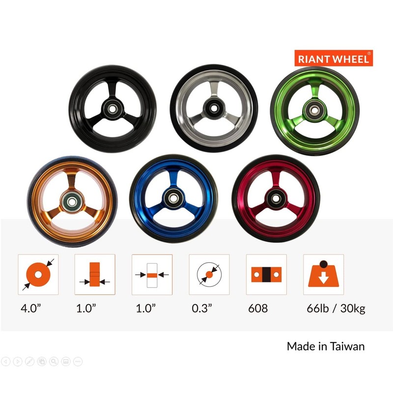 RIANTWHEEL, 4 X 1.0 inch, Solid, PU Wheels, Wheelchair Casters,