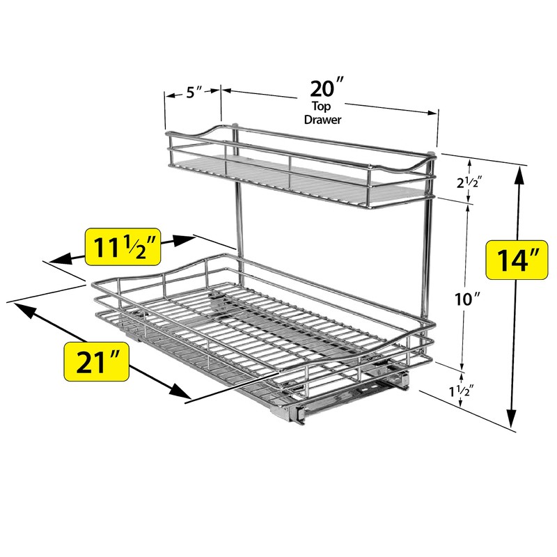 LYNK PROFESSIONAL® Pull Out Under Sink Kitchen Cabinet Organizer -