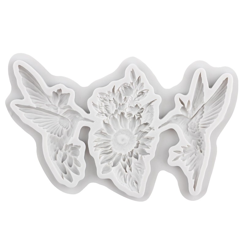 TAOXIBEI Hummingbird Polymer Clay Mold Bird Clay Molds Flower Silicone