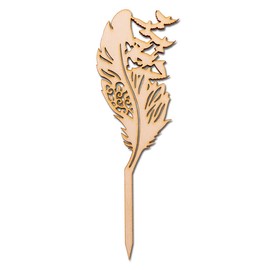 Summer-Ray 50pcs Wooden Feather with Birds Cupcake Topper Muffin Topper for Tea Party
