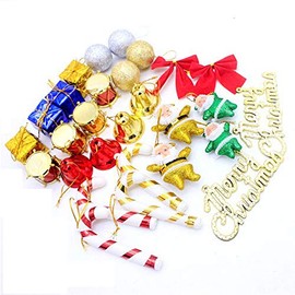 IKAAR 28pcs Christmas Tree Ornaments Christmas Tree Decorations For Home Bell Ball Pine Cones Bows Ornaments Party Mini Pendant Home Decor DIY Accessories