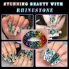 BELICEY Nail Art Rhinestones Green Flatback Round Rhinestones Charms Nail