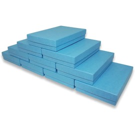 N'icePackaging 100 Qty - Light Sky-Blue Cotton Filled Gift Boxes - Size 5 7/16" x 3 1/2" x 1" - USA Made - Holidays/Birthdays/Sales/Storage/Display/Travel