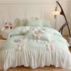 SOUKECHY Ruffled Bedding Bow Duvet Cover Set with Butterfly Tie,
