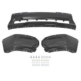 HECASA Front Bumper Face Bar Compatible with 2009-2012 Dodge Ram 1500 W/O Fog Hole NOT Fit SPORT Models Steel Chrome Powder Coated Black 3PCs Replacement for CH1002385 68206066AA