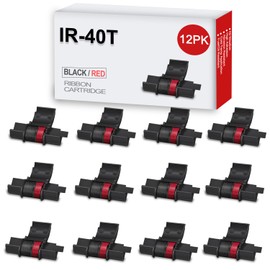Elfatech IR40T Calculator Ink Ribbon Replacement for IR-40T CP13 MP-12D PR42 CP13 Calculator Ink Roller Printer Used with Casio HR-100TM HR-150TM HR-170RC, Sharp EL-1750V EL-1801V(Black/Red, 12 Pack