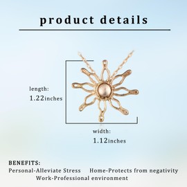 JBAERD Sun Necklace Moonstone Pendant Natural Gemstone Healing Crystal Protection Necklaces Birthday Valentine's Day Good Luck Flower Dainty Jewelry Gifts for Women