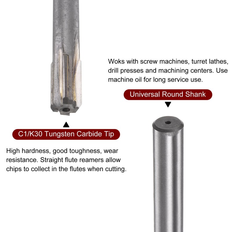 sourcing map Chucking Reamer 10.1mm H7 C1/K30 Carbide Tip Precision