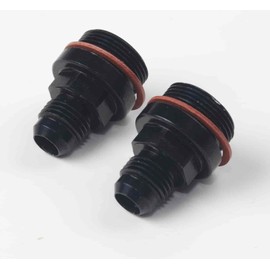 JEGS Carburetor Fuel Inlet AN Fittings | -6 AN to 7/8 “-20 | Black | 2 Per Package | Includes Washers | Fits Holley Dual Feed And Quadrajet Carbs