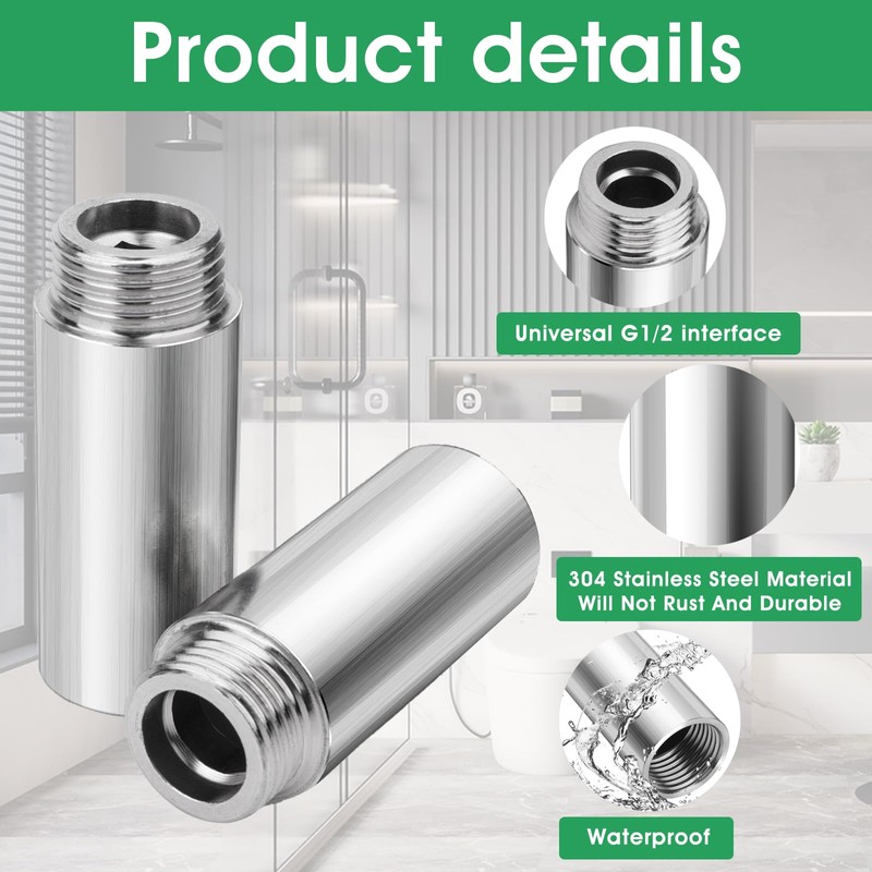 cobee Shower Head Extension Arm 2 Pieces Stainless Steel 50