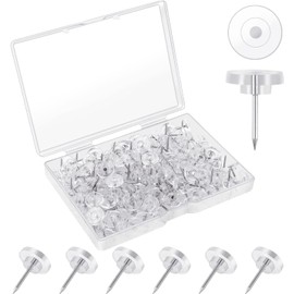 150 Count Clear Thumb Tacks, Standard Push Pins, Steel Point Plastic Head Pushpins, Transparent Flat Push Pins for Cork Board, Wall Hanging, Bulletin Board, Maps