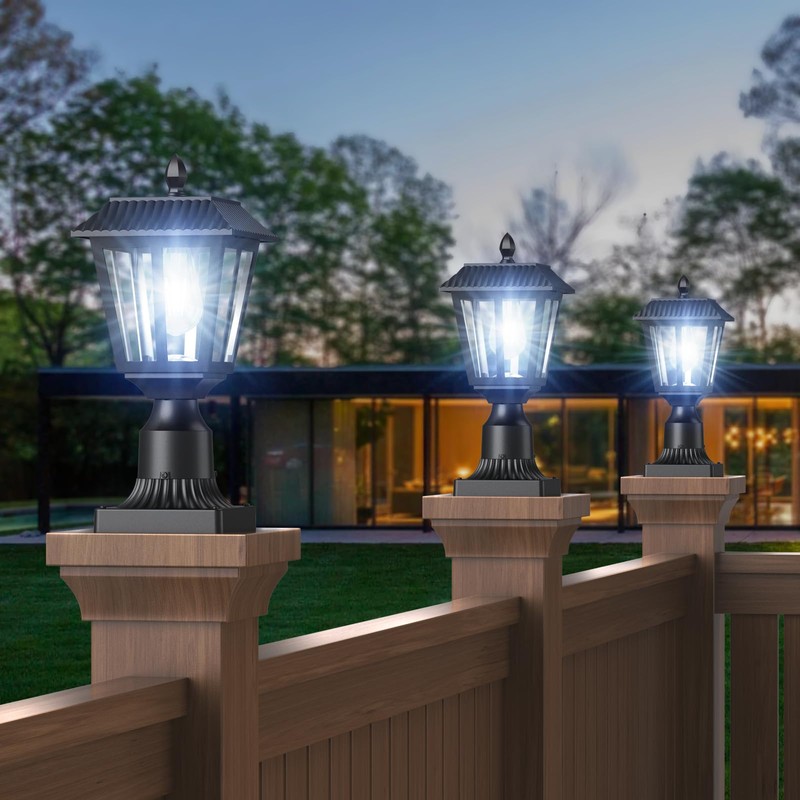 Greluna Solar Post Lights, Dusk to Dawn Solar Lamp Post