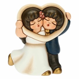 THUN - Couple Grooms in Love with Frame, Small Version - Party Favours, Wedding Gifts - Hand-Painted Ceramic - 10.8 x 6.5 x 10 cm H