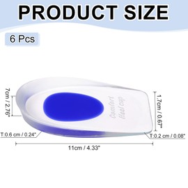 PATIKIL Gel Heel Cups, 3 Pairs Silicone Heel Pads for Heel Pain Protector Gel Heel Cushions Plantar Inserts for Men/Women Bone Spur Pain Support Blue, Large