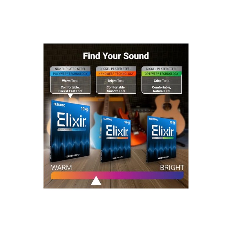 Cuerdas para guitarra eléctrica Elixir® Strings con recubrimiento POLYWEB®, calibre