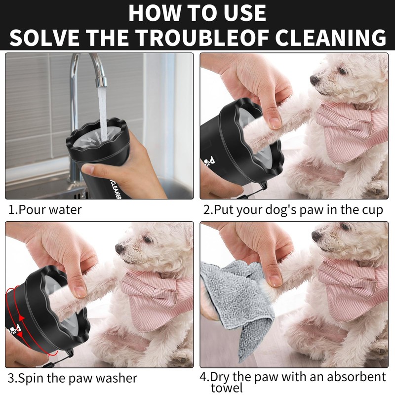 Professional 7 in 1 Dog Paw Cleaner for Dogs &