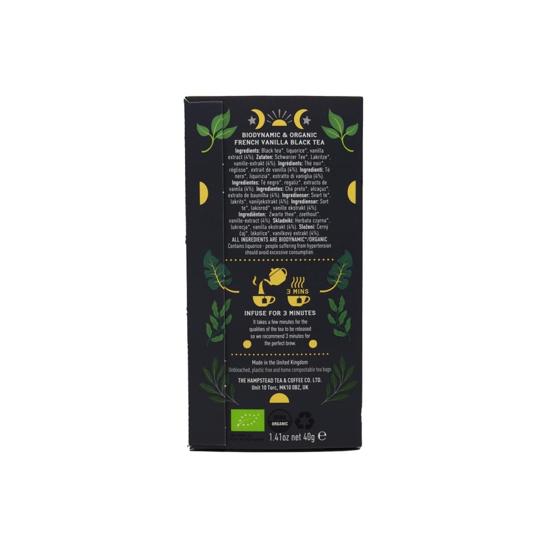 Hampstead Organic French Vanilla Tea Sachets (Pack of 4, Total