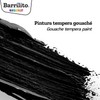 Barrilito Pintura Témpera gouaché color Negro, 6 botes de 37ml.