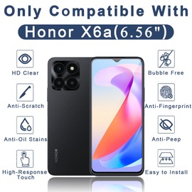 shamdspopu HD Schutzfolie und Sichtschutz Schutzfolie für Honor X6a mit Hülle, Panzer Schutz Glas, Gehärtetem Glas (schwarz)