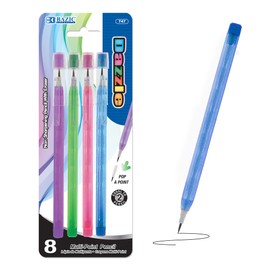BAZIC PRODUCTS Multi Point Pencil Dazzle w/Latex Free Eraser, Non-Sharpening Multipoint Pencils Smooth Write for Drafting Drawing Sketching (8/Pack), 1-Pack