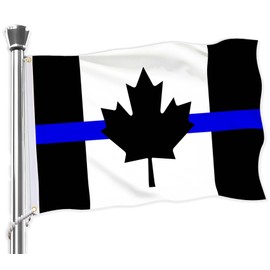 Black Canada Thin Blue Line Flag,3x5 FT Honoring Law Enforcement Officer Policeman Flag,36x60 Inch Large Double-Printed Durable 150D Thick Polyester Decorations with 2 Brass Grommet