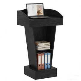 aboxoo Podium Stand - Modern Podium Lectern with Laptop Shelf and Storage, Portable Lectern Podium Stand with Wooden Heavy Base, Ideal for Classroom, Office, Church, and Reception Areas(Black)