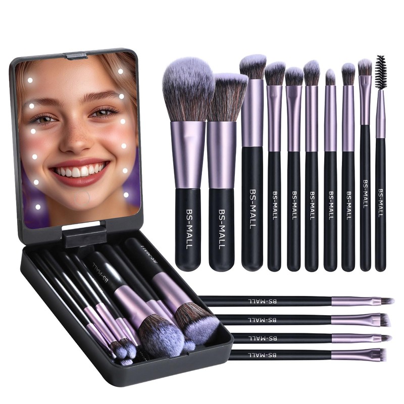 BS-MALL Juego de Brochas de Maquillaje de Viaje, Base, Corrector