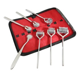 MuskalMed Wartenberg Neuro Pinwheel Diagnostic Instrument Sensory Wartenberg Pinwheel 1,2,3,4,5,7 & 10 Head Strong Wheel Stainless Steel Nerve Tester (Set of 7 (1,2,3,4,5,7 & 10 Head) (Silver)