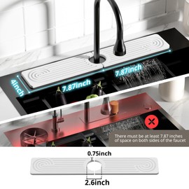 Quick Dry Sink Splash Guard - 15.8" Quick Drying Diatomaceous Earth Faucet Mat - Diatomite Stone Sink Tray for Bathroom Counter - White