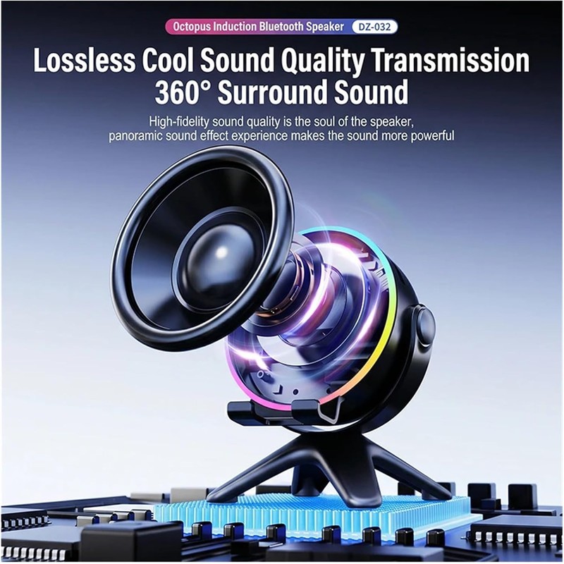 5in1 Induction Bluetooth Speaker 360° Rotating Phone Stand