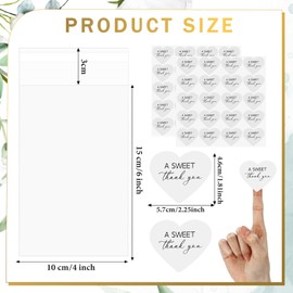 Yexiya 200 x A Sweet Thank You Stickers Candy Bags Wedding Invitation Stickers 4 x 6 Inches Plastic Bags That Seal Themselves for Baby Shower Wedding Favor Labels
