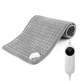 TOPSOSO Heating Pad, 60 x 30 cm, Electric Blanket with Automatic Shut-Off, Electric Heat Pads, 10 Temperature Levels & 3 Timers, Fast Heating Technology, Safe Heat Pad for Back, Neck, Shoulder, Grey