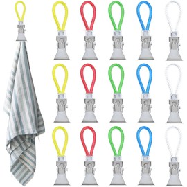 15PCS Metal Towel Clips - Tea Towel Hooks Set - Durable Towel Hangers for Kitchen, Bathroom, Home - Multi-Color Clothes Pegs for Hanging Towels (Assorted Colors)